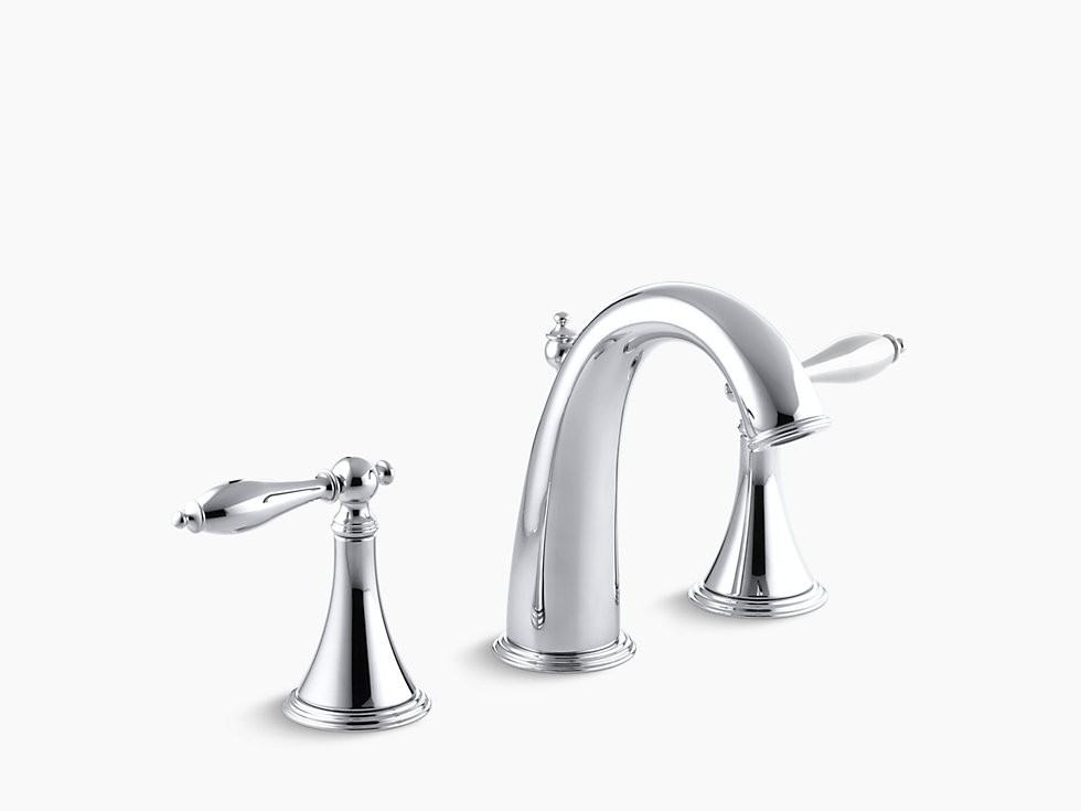 Kohler - Finial Traditional  Widespread Lavatory Faucet With Lever Handles And Pop-up Drain In Polished Chrome